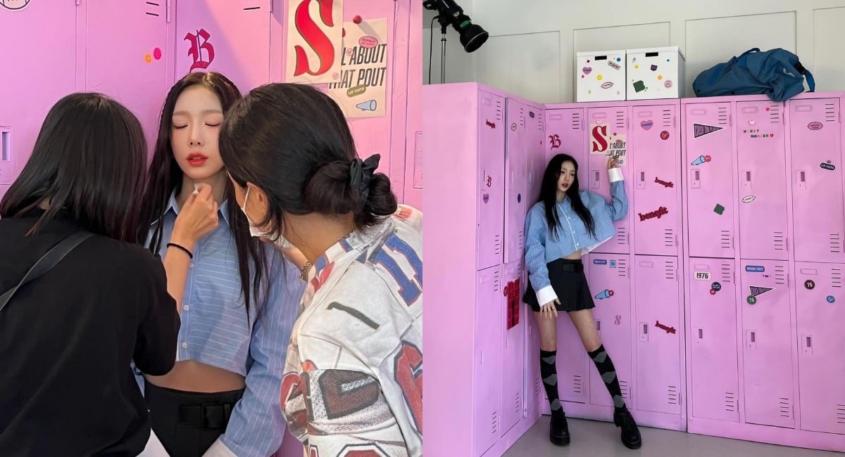 Taeyeon nails playful 'high teen' aesthetic in behind-the-scenes photos from Benefit Cosmetics shoot | allkpop